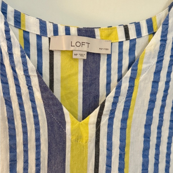 LOFT yellow and blue striped sundress with pockets - Picture 2 of 3